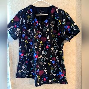 Black hearts scrub top womens large NEVER CAME IN CONTACT WITH COVID PATIENTS